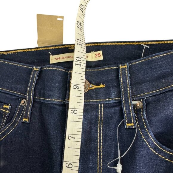 Levi's 724 NEW High Rise Straight Dark Wash Jean W25 L32 Casual Stretch - Picture 12 of 14
